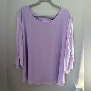 Acevog Relaxed Purple Blouse with Flowing Sleeves‎